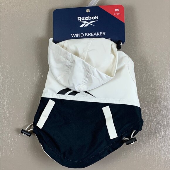 Reebok XS Pet Dog Windbreaker Jacket With Hood Hook & Loop 11-13 Inches - Picture 1 of 6